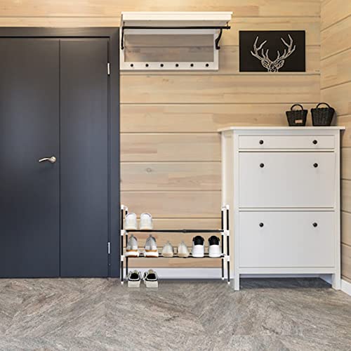 Kacimil Shoe Rack, Adjustable Shelf Shoe Organizer, Expandable Shoe Rack for Closet, Entryway Shoe Storage, Free Standing Stackable Sturdy Metal