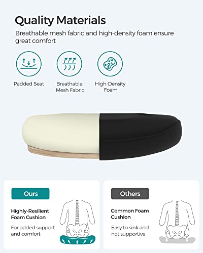 SONGMICS Office Chair with Folding Armrest, Desk Mesh Chair, Ergonomic Computer Chair, 360° Swivel Chair, Adjustable Lumbar Support, Space-Saving