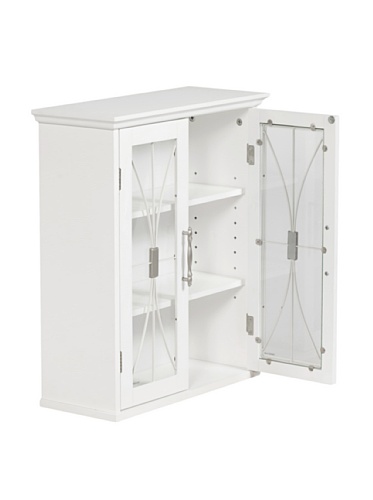 Teamson Home Wooden Bathroom Wall Cabinet with Doors, Bathroom Storage Cabinet, Removable Wall Cabinet, Adjustable Shelves, White, Delaney Collec