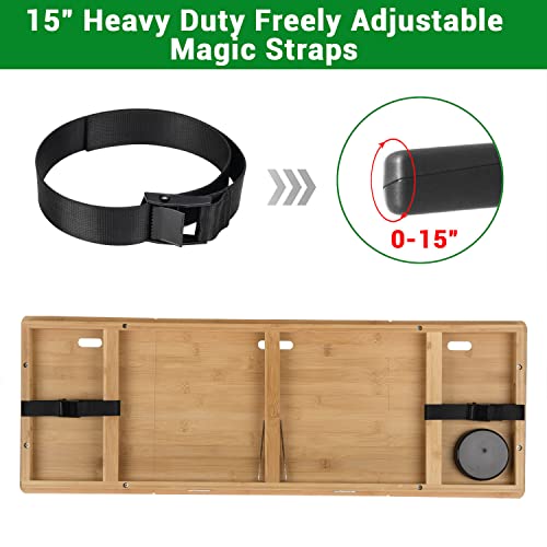 JOSHMAR Treadmill Laptop Desk – Premium Walking Desk Connected with Riser, Cup and Phone Holder. Adjustable Ergonomic Bamboo Treadmill Laptop Hol