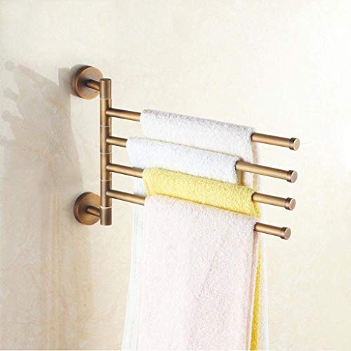 N/A Towel rack antique- 3-Bars Towel Bar Brass Active Folding Bath Towel Holder Shelf Wall Mounted Towel Rack