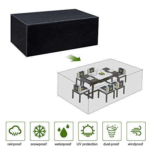Gurkkst Patio Set Cover Garden Furniture Cover Tear Resistant Waterproof Square Cover for Table Garden Furniture Covers Oxford (200x 160x 70cm)