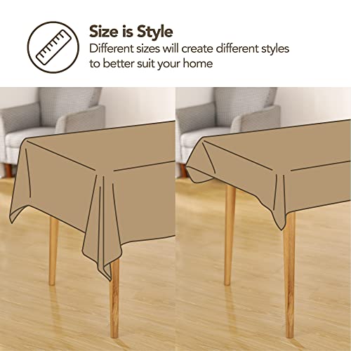 Deconovo Water Resistant Rectangle Faux Linen Table cloth for Dinning 51x51 Inch Golden Brown¡