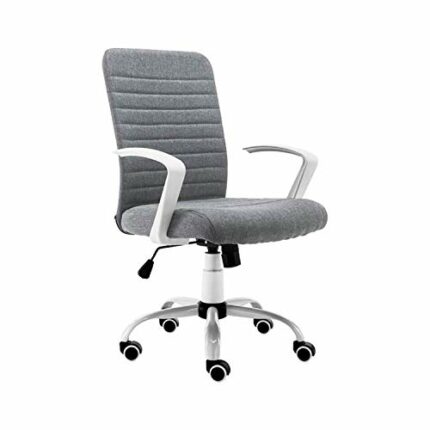 BZLSFHZ Home Office Chair, Gray Office Chair, Comfortable Upholstered Computer Chair, Adjustable Height Swivel Chair, Home Office Furniture