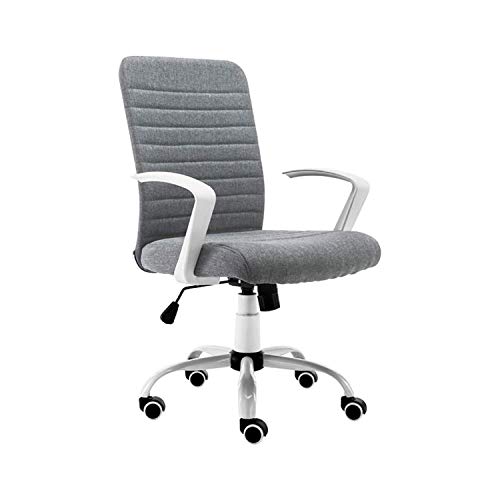 NXYJD Home Office Chair, Gray Office Chair, Comfortable Upholstered Computer Chair, Adjustable Height Swivel Chair, Home Office Furniture