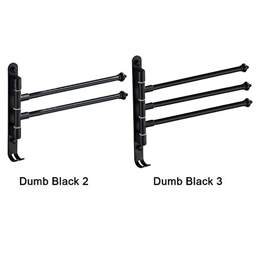 MOVKZACV Bathroom Swing Towel Bars,Stainless Steel Swivel Towel Rail Wall Mounted Swivel Towel Rack Holder with Hooks,Matte Black(3 Rods)