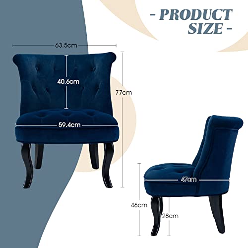 HULALA HOME Velvet Dining Chair Dressing Vanity Chairs Kitchen Upholstered Accent Chair with Black Legs for Dining Room Living Room Bedroom (1, B