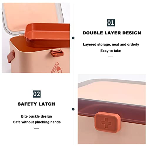 Large Household Medicine Storage Box, Fold 2-Layer First Aid Box, Portable Medicine Container Box, Large Medicine Chest for Home, School, Office