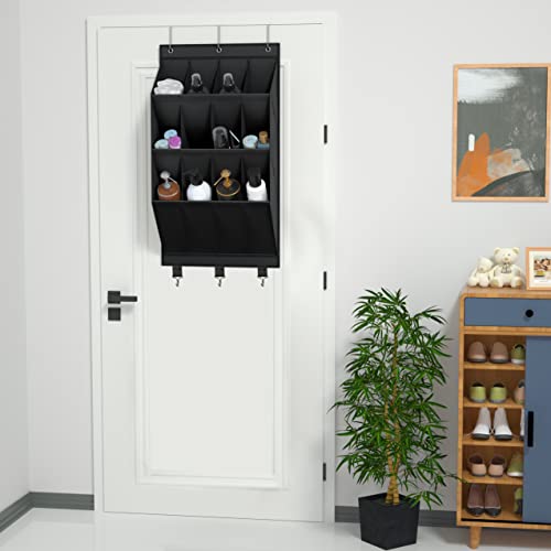 coastal rose Over the Door Shoe Organizer, Hanging Shoe Rack Organizer for Closet Door with 12 Deep Pockets & 3 Metal Hooks, 3-Tier Hanging Shoe