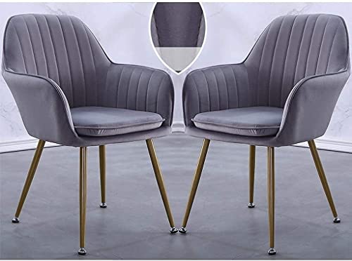 Modern Kitchen Dining Room Chairs Home Kitchen Dining Chair Set Of 2 Living Room Armchair with Metal Legs Velvet Seat and Backrests (Color : Grey