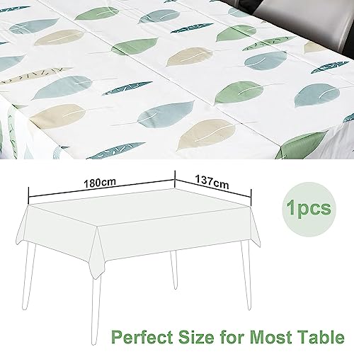 HXMJIED Rectangular Wipeable Table Cloth, 137x180cm Leaves Pattern Tablecoths PVC Wipe Clean Table Cloth Waterproof Stain-proof Square Tabletop P