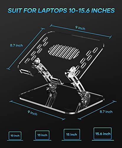 Lpoake 2023 Upgraded Acrylic Laptop Stand for Desk Clear Laptop Riser Adjustable Height White Computer Stand for Laptop Compatible with 10 to 15.