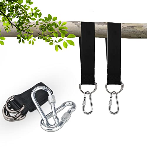 Demarsen Tree Swing Hanging Strap(Set of 2) Swing Straps Hanging Kit with Two Sturdy Zinc Alloy Carabiners Hammock Tree Straps for Swings and Ham