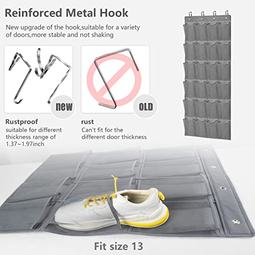 MERB HOME door Shoe Storage Organizer with 24 large pockets! 8 hooks included! 4 regular hooks and four special double-sided hooks for hanging co