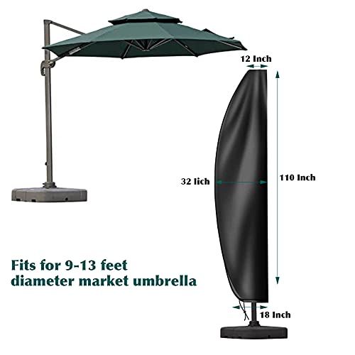 Erato Paraso Cover, Parasol Protector Cover, Garden Umbrella Cover 420D Oxford Waterproof UV Resistant Parasol Cover with Zipper Fit for Mostly C