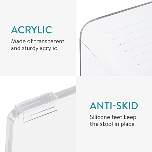 Navaris Toilet Stool for Adults - Squatting Adult Step Footstool for Use on Bathroom Toilet - Acrylic Step for Toilet Squat Position