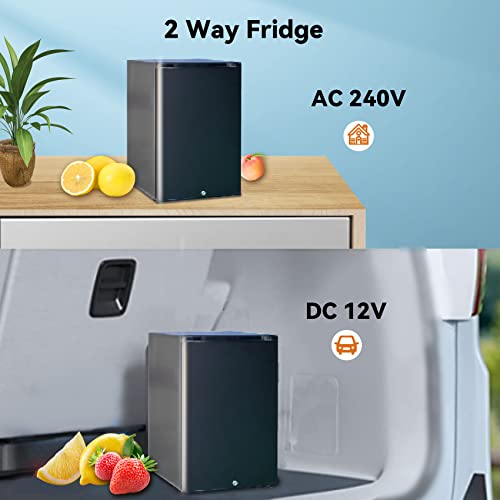 Techomey 2 Way Fridge 12V 240V, 12V Fridge for Campervan with Lock, 40L 12V Campervan Fridge for Caravan, Truck, Car, Motorhome, Office, Home, Ho