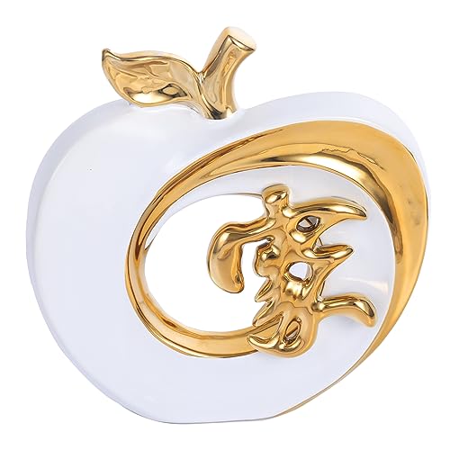 LINYTHER Creative Apple Modern Style Home Furnishings, Chinese Kanji Ceramic Apple Statue, Decorations for Living Room, Bedroom, Wine Cabinet - G