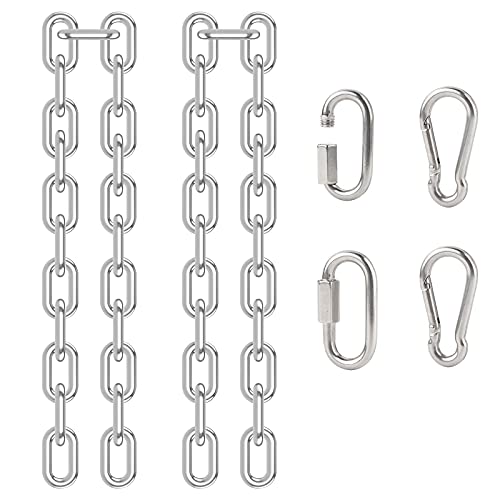 DesertBoy 2Pcs Stainless Steel Chain Heavy Duty M4 Hanging Chair Chain (0.6M/23.7Inch) with 4 Carabiners for Hanging Sandbags, Hanging Chairs, Yo