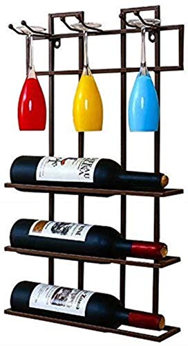 NEOCHY Wine Rack Modern Wall-Mounted Metal Retro Wine Bottle Display Stand High Glass Floating