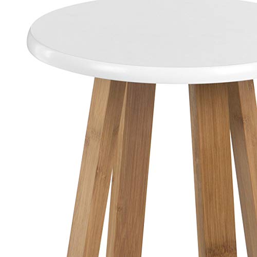 Premier Housewares Bamboo Kitchen Stool Wooden Bar Stool Round Kitchen Stools Bar Stools Bar Stool Stool Chair Wooden Stool White 43H x 30W x 30D