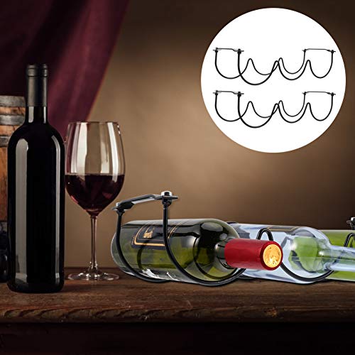 Hemoton 2pcs Under Cabinet Wine Rack Wrought Iron Liquor Bottles Organization Rack Farmhouse Decor Kitchen Storage for Bar Kitchen Black