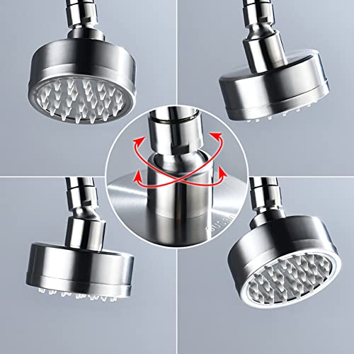 Shower Head, 3 Inch High Pressure Shower Head, Fixed Shower Head Adjustable with Swivel Ball, 304 Stainless Steel Water Saving Rain Shower Head(8