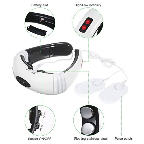 HUANGXING - USB Neck Massager, Electric Smart Neck Massage with Heat 6 Modes 16 Levels Portable Cordless Massage for Neck Pain Relief at Home Off