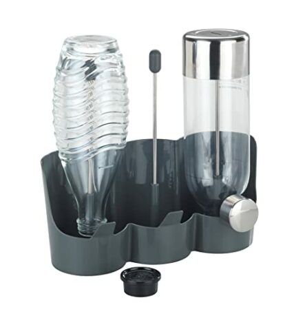 Wenko Filia, Space-Saving Bottle Holder with Non-Slip Coating on The Base, ABS Rustproof Stainless Steel Plastic (TPR), Gray, 29 x 27 x 12,5 cm
