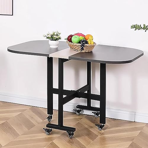 UE-MAOLU Folding Dining Table, Extendable Dining Table, Solid Wood Kitchen Table, Space Saving Compact Folding Dining Room Table, Drop Leaf Table