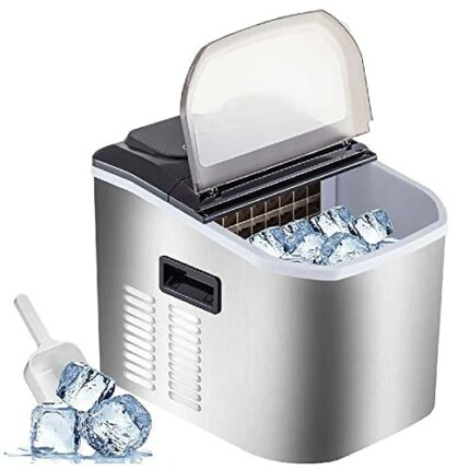 TEHONGMAI Ice Maker Machine Countertop,18KG in 24 Hours, 9 Cubes Ready in 8 Mins, Electric ice Maker and Compact Potable ice Maker with Ice Scoop