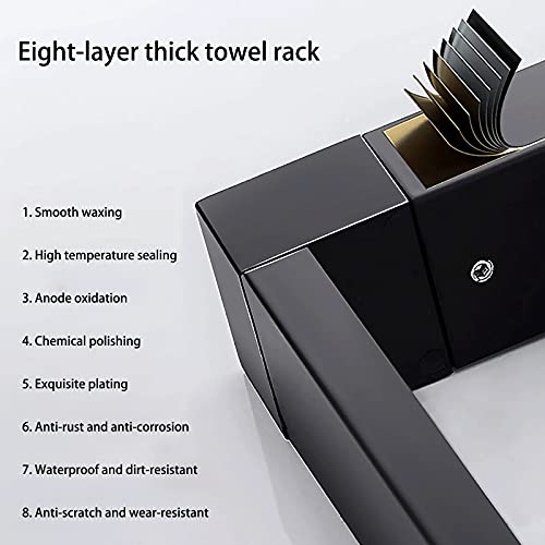 MONSTE Matt Black Towel Double Bar Towel Rack Wall Mount Stainless Steel 2 Bar Bathroom Shelf Bathroom Accessories (Size : 50CM)