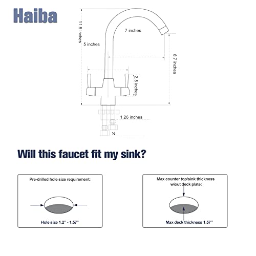 Kitchen Tap Mixer for Kitchen Sink Monobloc Tap Dual Lever 360 Swivel Chrome Kitchen Sink Taps UK Standard 1 Hole Deck Mount with 20 Inch Flexi T