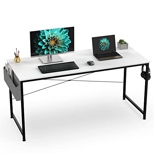 HOMIDEC L Shaped Desk 100CM Computer Desk Study Office Desk Gaming Desk Writing Table With Bookshelf Reversible Corner Desk For Home Office Studi