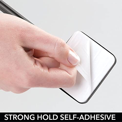 mDesign Set of 2 Hand Towel Holder Bars – Metal Towel Rail Set – Self Adhesive Towel Bar for Kitchen or Bathroom – Graphite