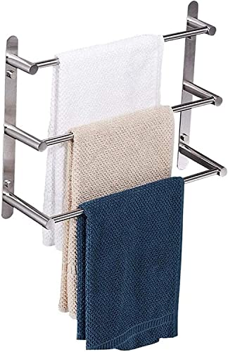 XHALERY Towel Bar Rail 3-Tier Bath Towel Rack 304 Brushed Finish Stainless Steel Wall Mounted Towel Holder 40 cm Towel Rails for Kitchen Bathroom