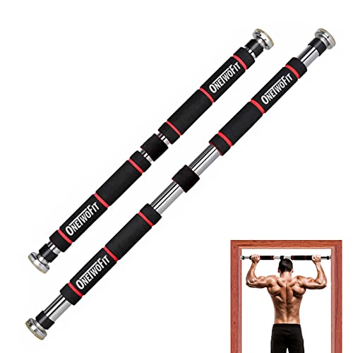ONETWOFIT Door-Frame Pull-Up Bar, Wide Grip Heavy-Duty Metal and Foam Chin-Up Pole, Adjustable Great for Home Gyms, Fitness and Training