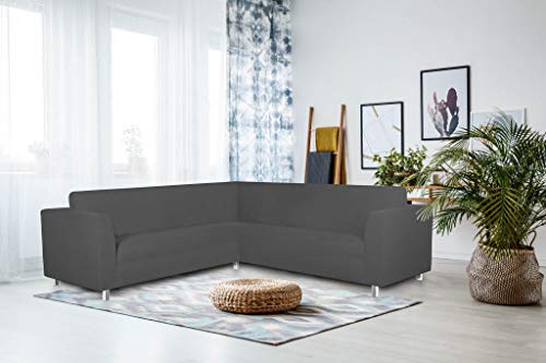 Italian Bed Linen Dahlia Corner Sofa Cover, 92% polyester + 8% elastometer, Brown
