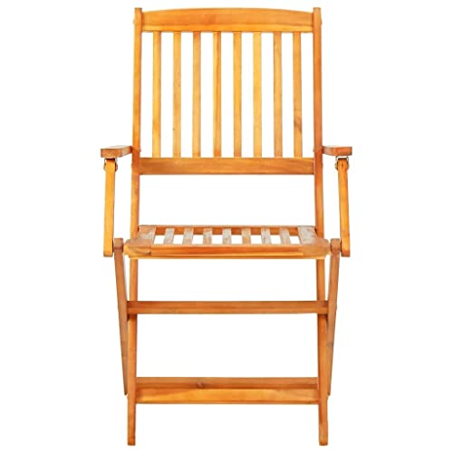 LUKEO Folding Garden Table and Chairs 5-Piece Solid Acacia Wood for Outdoor Garden Camping Patio Dining Set