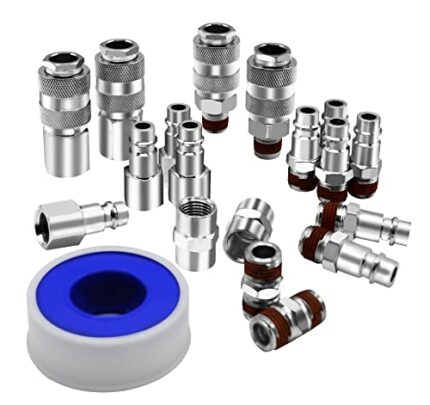 YOTOO 19pcs 1/4" BSP Air Line Connectors Euro Hose Compressor Fitting Metal Quick Connectors Air Coupler and Plug Set