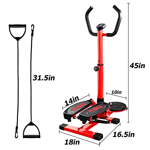Load-Bearing 440LBS Stepper Walkout Multi-Function Fitness Step Machine Trainer Stair Stepper Machine with Handlebar, Twisting Machine, Resistanc