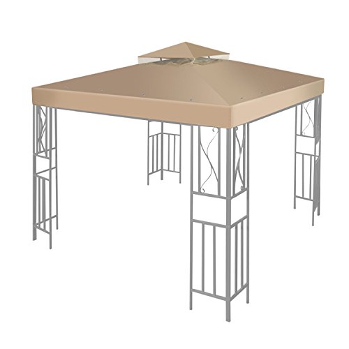 Flexzion 8x8 Gazebo Canopy Replacement Top Waterproof Cover - Outdoor Gazebo Canopy Cover - Double Tier UV30 Cover for Canopies, Garden, Patio, Y