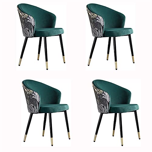 Dining Chair Set Of 4 Living Room Chair with Metal Legs Velvet Seat and Backrests Modern Household Makeup Chair Bedroom Dressing Chair (Color : F