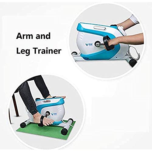 LUNEZY Motorised Pedal Exerciser Mini Exercise Bike Arm and Leg Trainer LCD Display, Ideal Training Device for Seniors and Athletes (Blue)