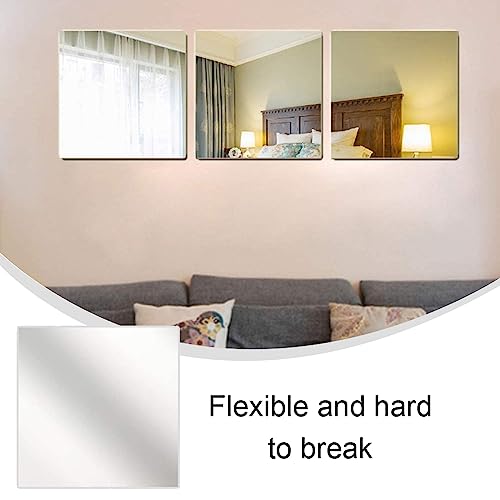 PengLAI Wall Mirror Bathroom Mirror,18 Pcs Flexible Mirror Sheets Self-adhesive Plastic Mirror Tiles Wall Adhesive Mirrors for Home Decoration (5