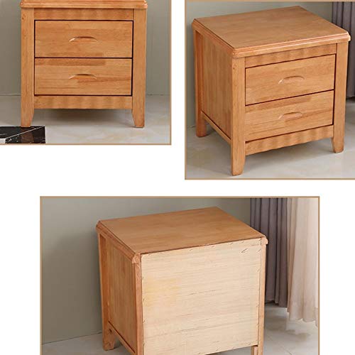 JYDQM Natural Wood Color Solid Wood Bedside Table, Bedroom Double Drawer Design Bedside Table