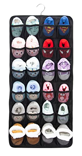 PACMAXI Over The Door Shoes Organizer for 12 Pairs of Baby Shoes Boys Girl, Hanging Baby Shoe Organizer with Hanger(Polyester Material-Grey)