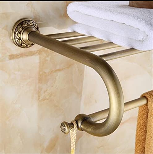 HIGOH Towel Racks,Bathroom Towel Rack Wall Mounted Towel Holder,Antique Bronze Brass Carved Bathroom Accessories,Bathroom Solid Brass Bath Hardwa