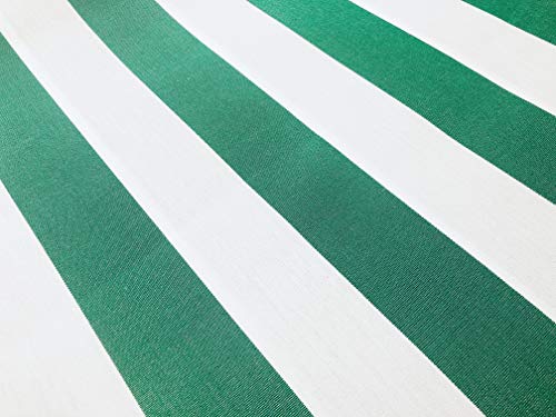 Emerald Green & White Striped DRALON Outdoor Fabric Acrylic Teflon Waterproof Upholstery Material for Cushion Gazebo Beach - 160cm Wide (Sold by