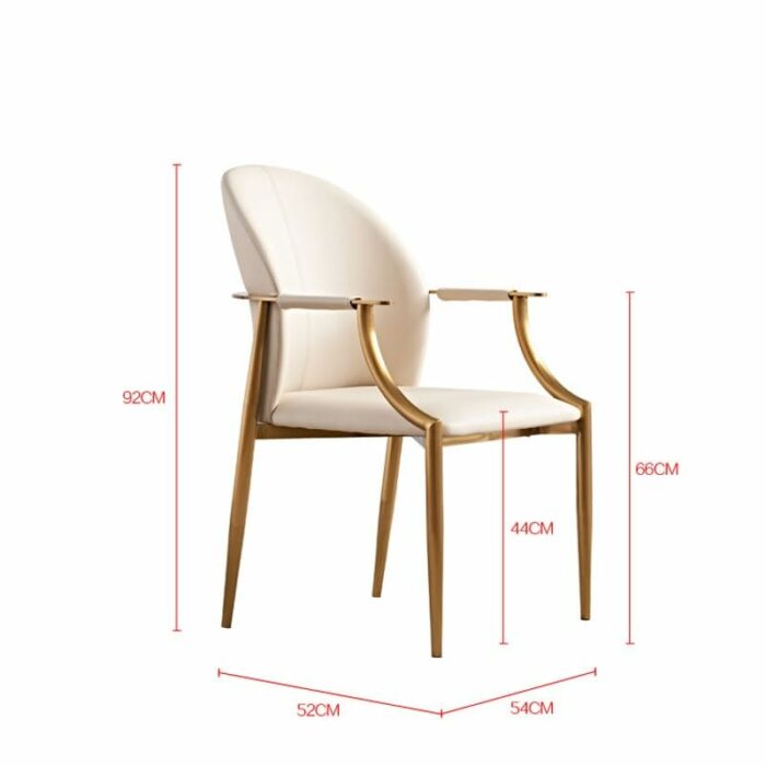 WALNUT Armrest Dining Chairs Metal Comfortable Backrest Upholstered Chair Kitchen Furniture